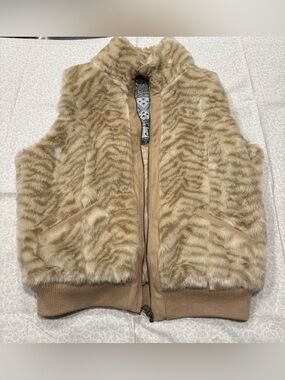Vintage Y2K Jou Jou Faux Fur Tiger Striped Vest Plus Size 1X Mob Wife Bimbo Core